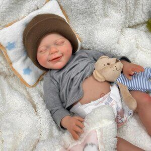 20 Inch Reborn Baby Doll Girl Lifelike Vinyl Body Newborn Blue Eyes Toy for Kids